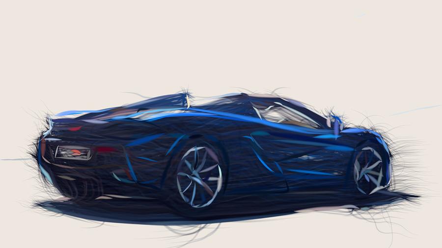 McLaren 570S Spider Drawing #12 Digital Art by CarsToon Concept