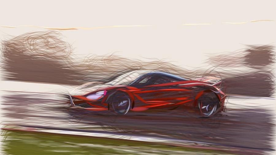 McLaren 720S Drawing #12 Digital Art by CarsToon Concept