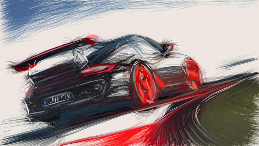 Porsche 911 GT3 RS Draw #11 Digital Art by CarsToon Concept