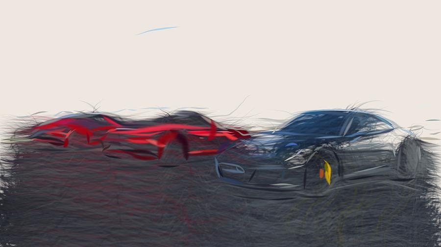 Porsche 911 GTS Drawing #12 Digital Art by CarsToon Concept