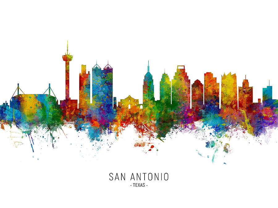 San Antonio Digital Art - San Antonio Texas Skyline #11 by Michael Tompsett