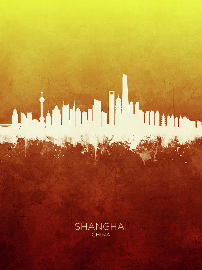 Shanghai China Skyline #11 Digital Art by Michael Tompsett