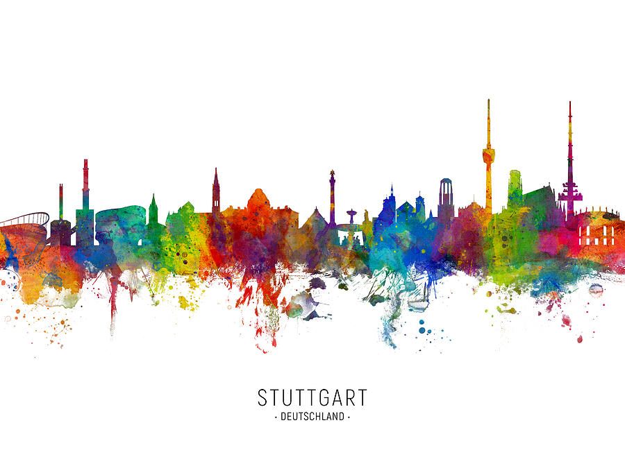 Stuttgart Germany Skyline #11 Digital Art by Michael Tompsett