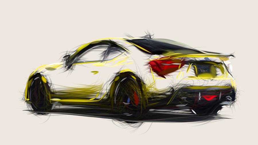 Subaru BRZ Drawing #12 Digital Art by CarsToon Concept