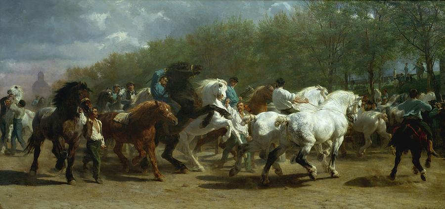Rosa Bonheur Painting - The Horse Fair by Rosa Bonheur