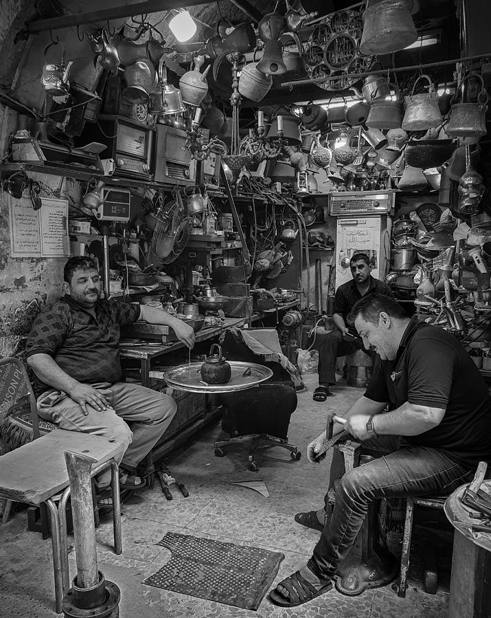 Men Photograph - The Traditional Coppersmith Profession In The City Of Mosul #11 by Bashar Alsofey