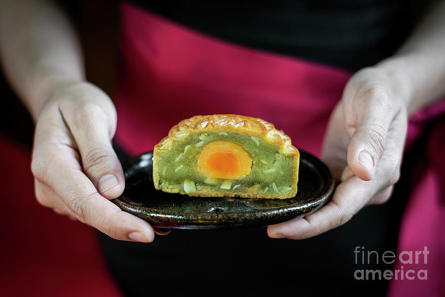 Traditional Chinese Mooncakes Festive Sweet Food Closeup Photograph