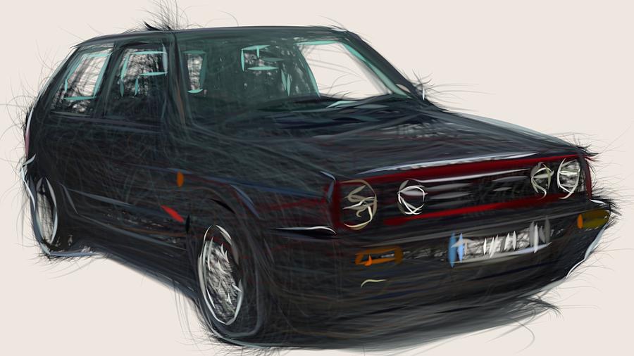 Volkswagen Golf GTI Draw #11 Digital Art by CarsToon Concept