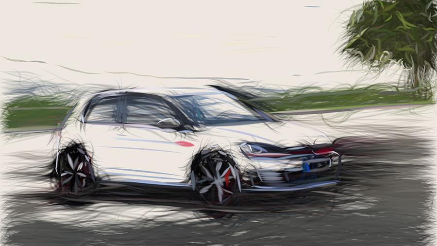 Volkswagen Golf GTI Drawing #12 Digital Art by CarsToon Concept