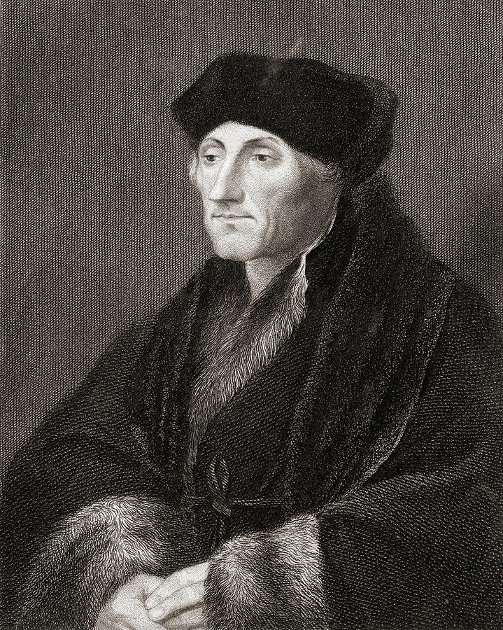 Portrait Drawing - Desiderius Erasmus, 1469-1536. Dutch humanist and theologian by Ken Welsh