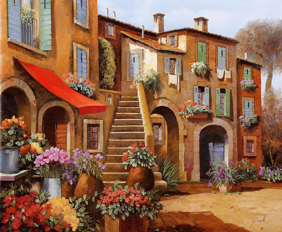 Architecture Painting - 1131-scale In Cortile 51x61 by Guido Borelli