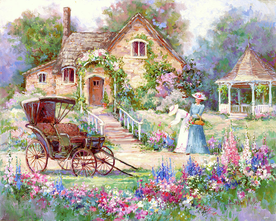 Landscape Painting - 1182 Cottage Afternoon by Barbara Mock