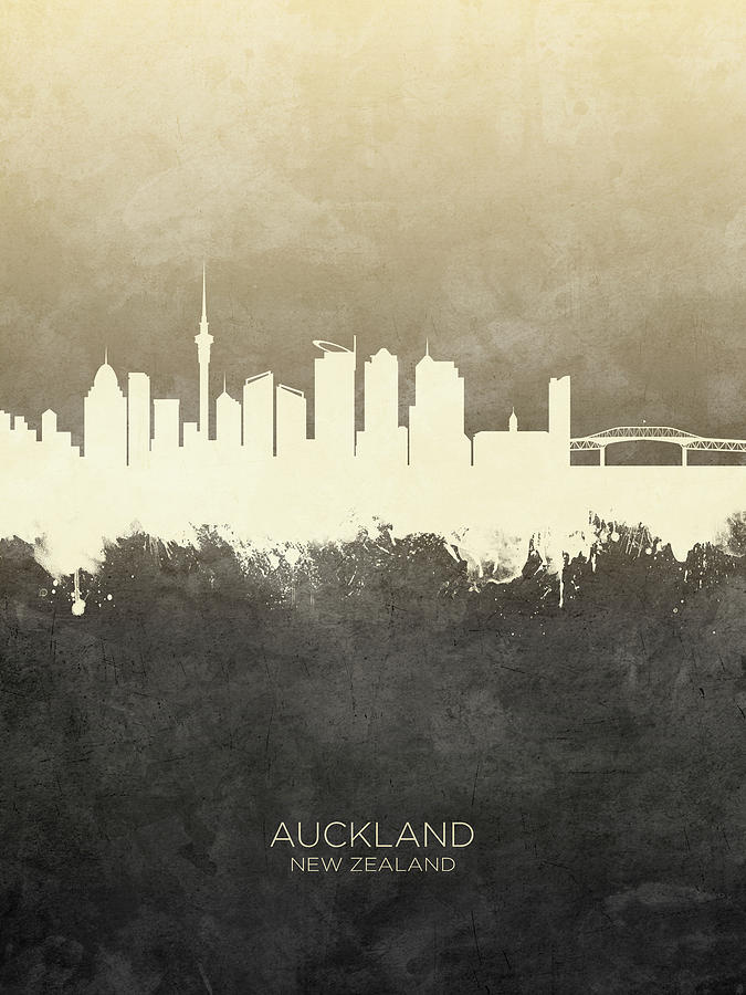 Skyline Digital Art - Auckland New Zealand Skyline #12 by Michael Tompsett