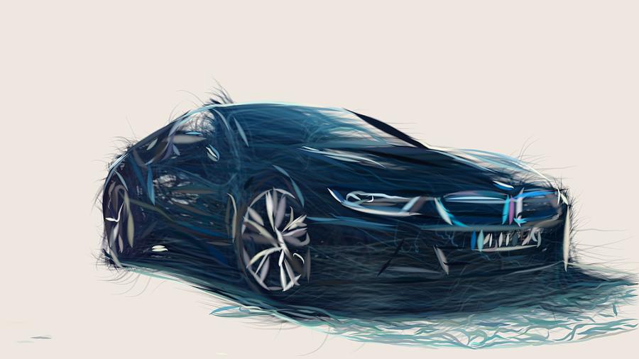 BMW i8 Drawing #13 Digital Art by CarsToon Concept