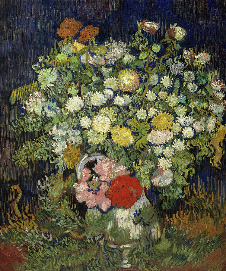 Bouquet of Flowers in a Vase. #12 Painting by Vincent Van Gogh