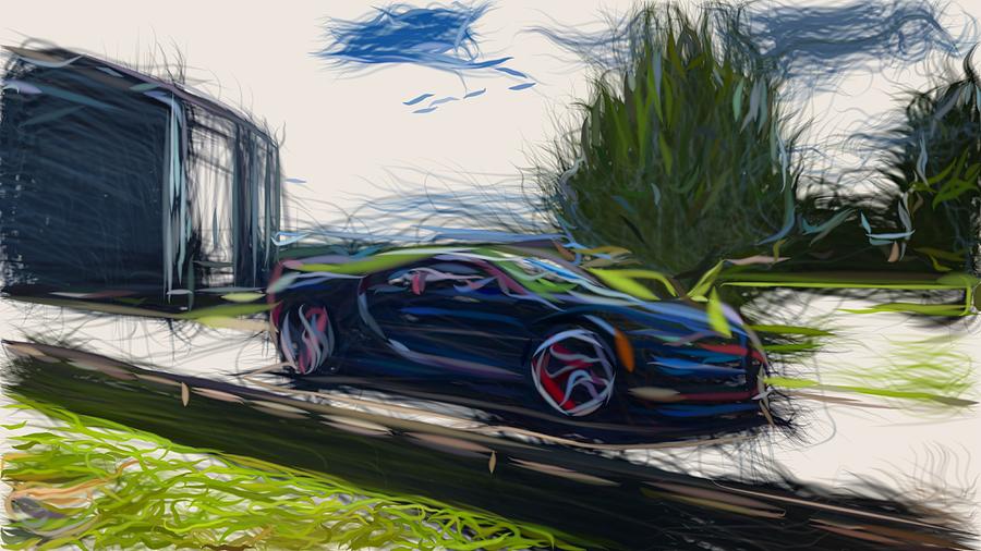 Bugatti Chiron Drawing #13 Digital Art by CarsToon Concept