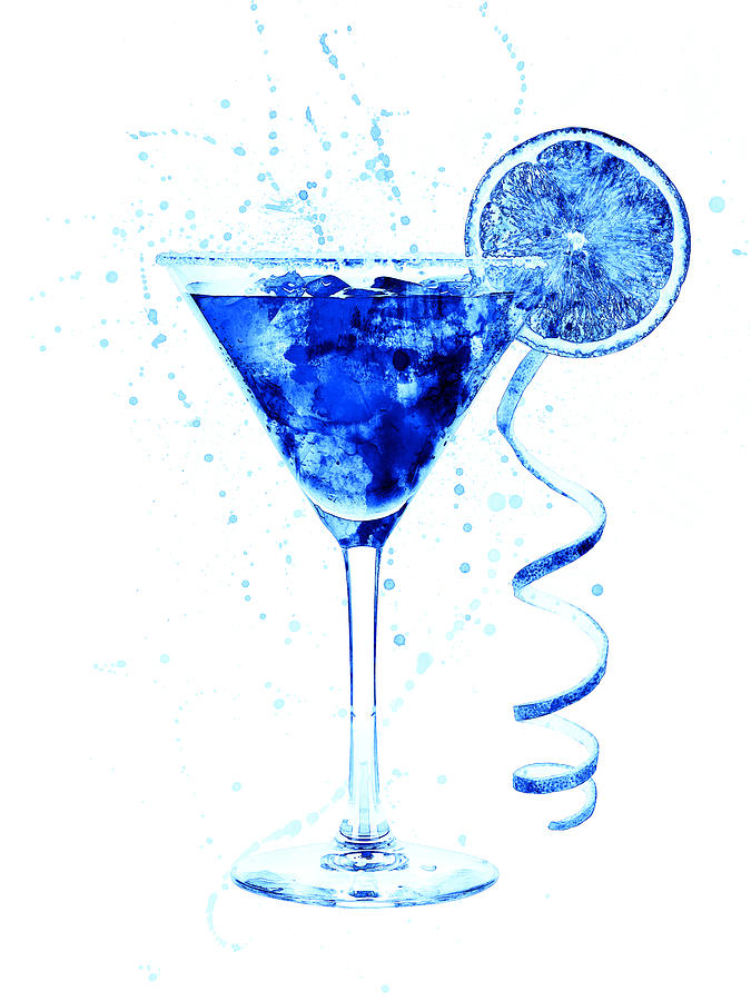 Martini Digital Art - Cocktail Drinks Glass Watercolor #12 by Michael Tompsett