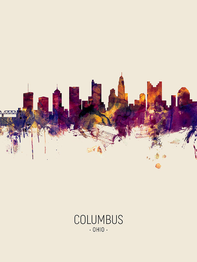 Columbus Ohio Skyline #12 Digital Art by Michael Tompsett