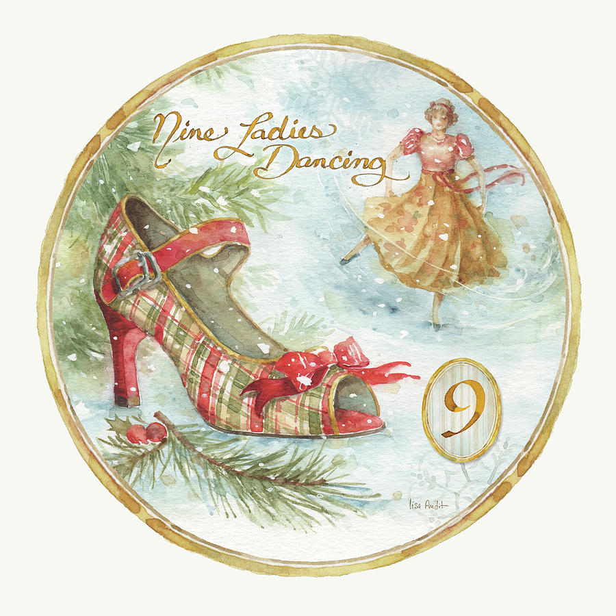 12 Days Of Christmas Ix Round Painting by Lisa Audit - Fine Art America