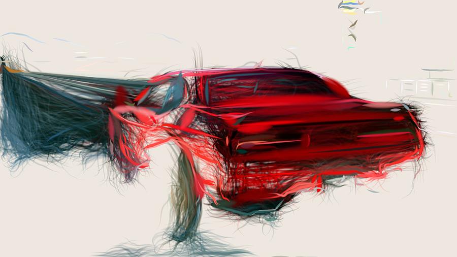 Dodge Challenger SRT Hellcat Draw #12 Digital Art by CarsToon Concept