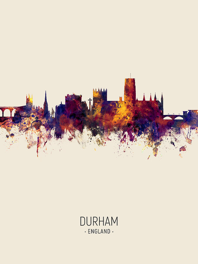 Durham Digital Art - Durham England Skyline Cityscape #12 by Michael Tompsett