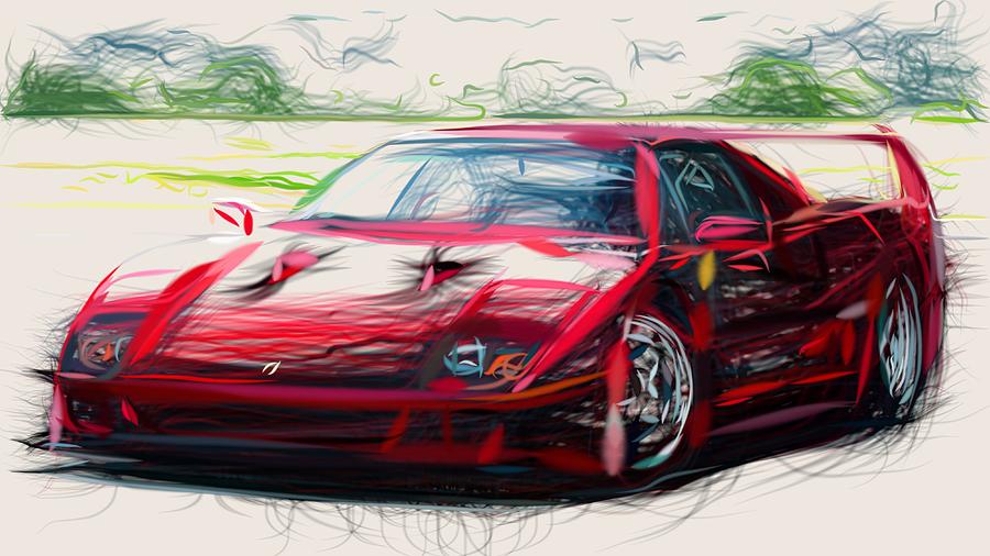 Ferrari F40 Draw Digital Art by CarsToon Concept - Fine Art America