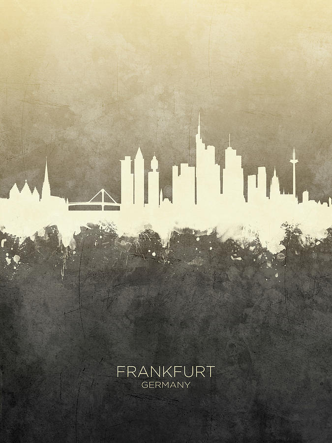 Skyline Digital Art - Frankfurt Germany Skyline #12 by Michael Tompsett