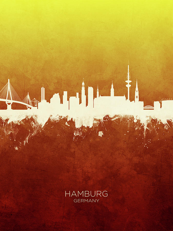 Hamburg Germany Skyline #12 Digital Art by Michael Tompsett