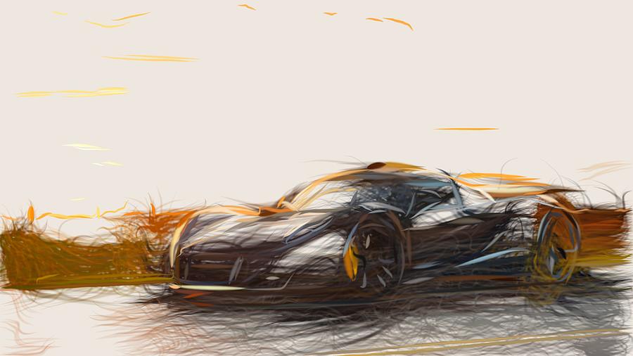 Hennessey Venom GT Draw #13 Digital Art by CarsToon Concept