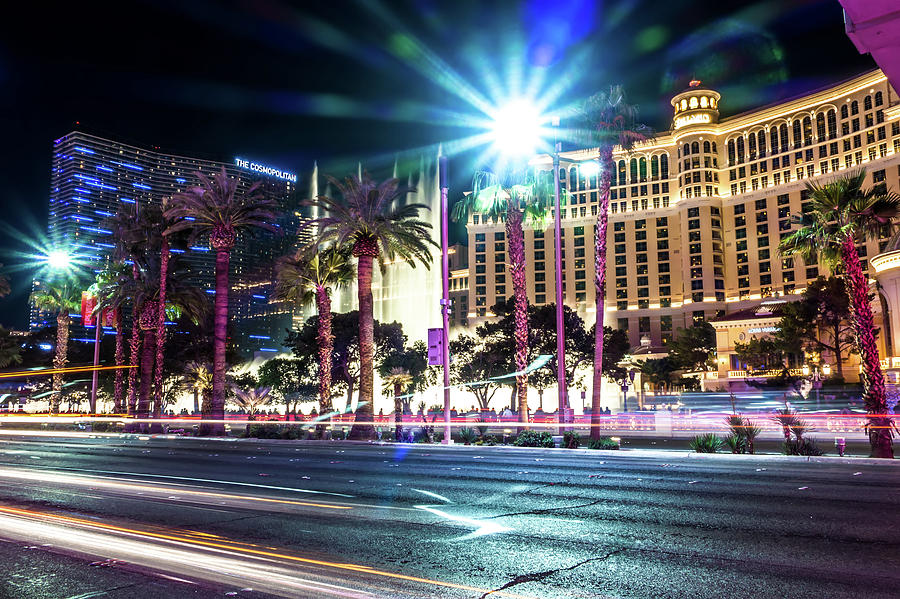 High Energy Electric Long Exposure Of Las Vegas City Streets At  #12 Photograph by Alex Grichenko