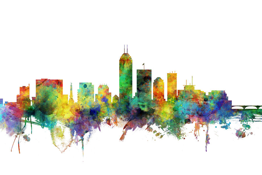 Indianapolis Digital Art - Indianapolis Indiana Skyline #12 by Michael Tompsett