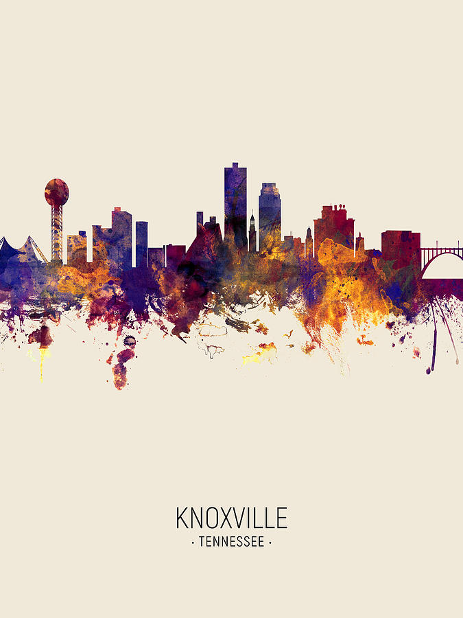 Knoxville Digital Art - Knoxville Tennessee Skyline #12 by Michael Tompsett