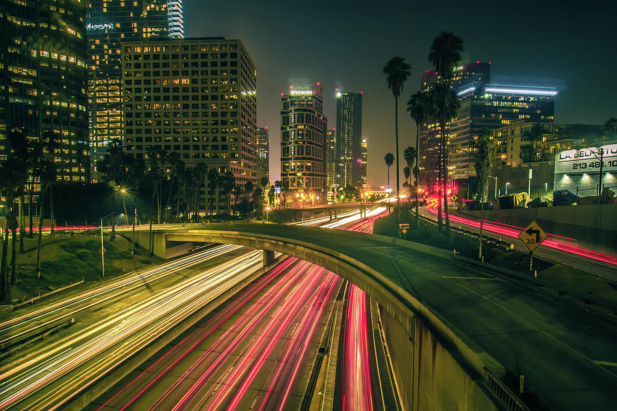 Los Angeles california city downtown at night Photograph by Alex Grichenko  | Pixels