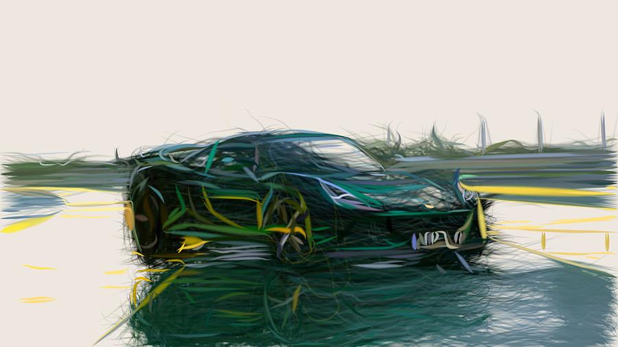 Lotus Exige S Draw #13 Digital Art by CarsToon Concept