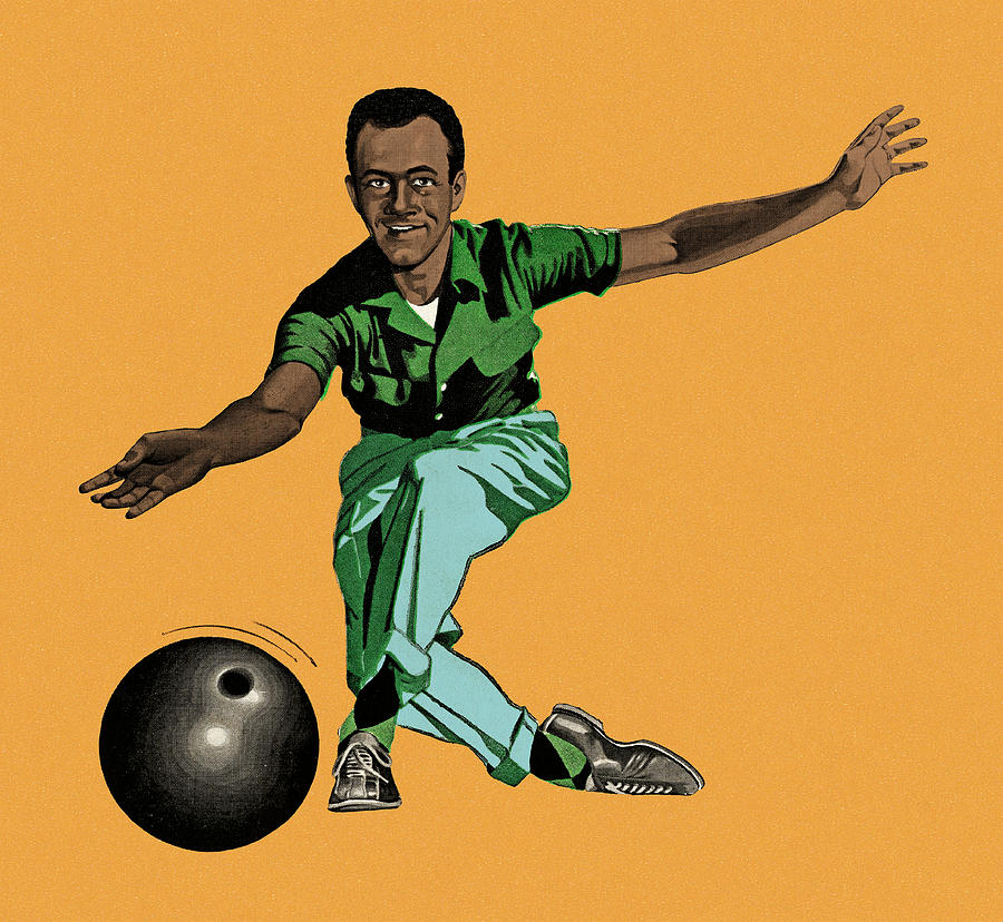 Vintage Drawing - Man Bowling #12 by CSA Images