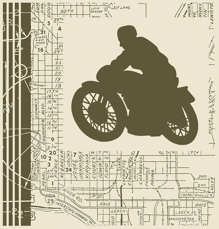 Transportation Drawing - Motorcycle #12 by CSA Images