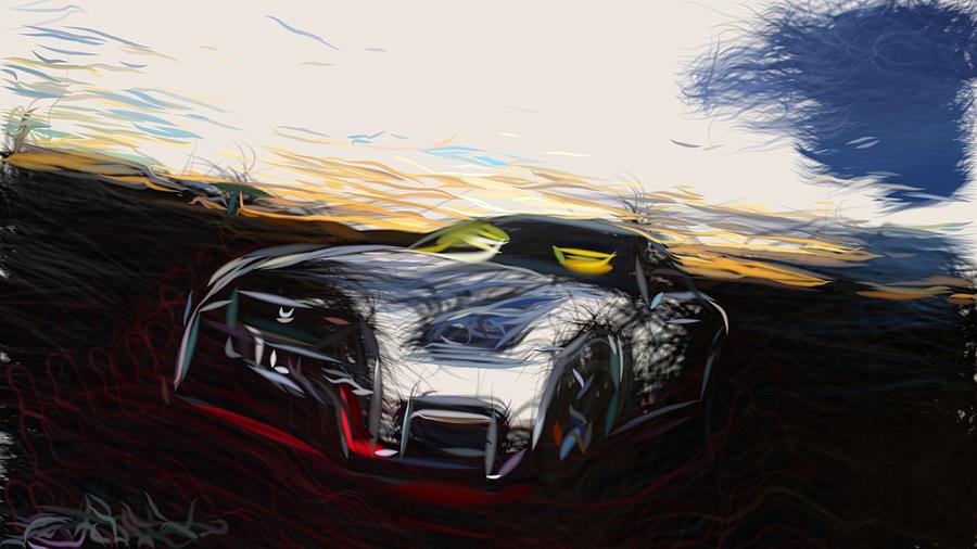 Nissan GT R Drawing Digital Art by CarsToon Concept - Fine Art America