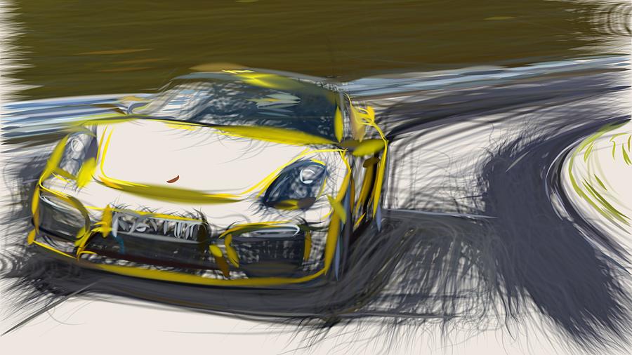 Porsche Cayman GT4 Draw #13 Digital Art by CarsToon Concept