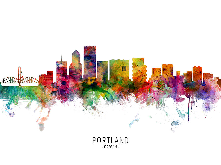 Portland Oregon Skyline #12 Digital Art by Michael Tompsett