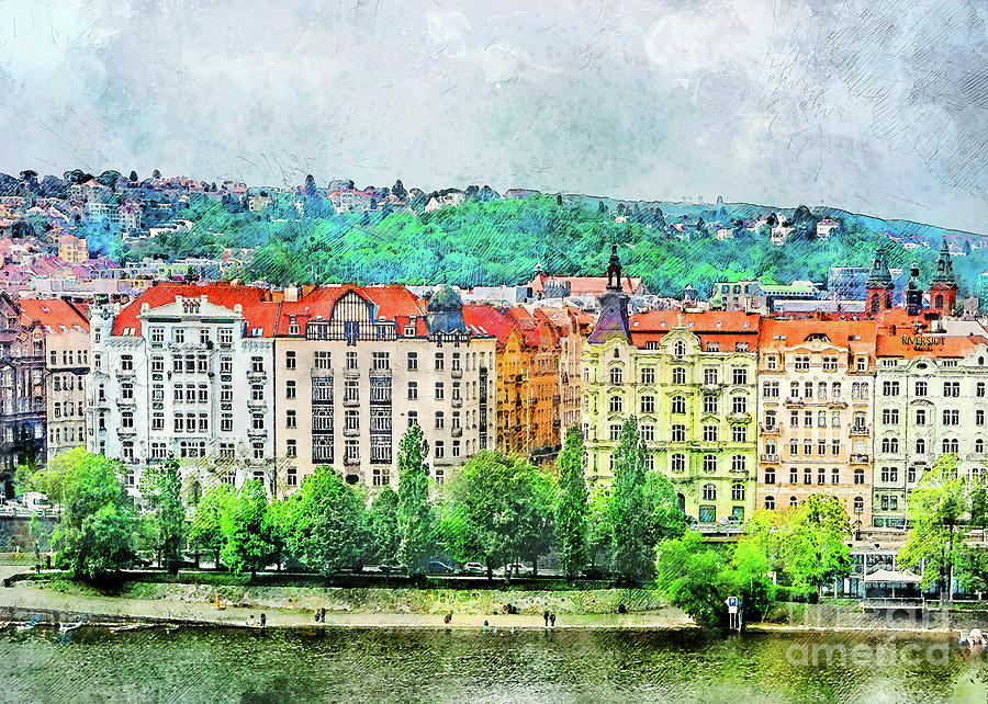 Praha city art #12 Digital Art by Justyna Jaszke JBJart