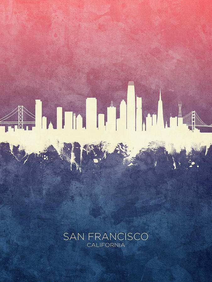 San Francisco Digital Art - San Francisco California Skyline #12 by Michael Tompsett