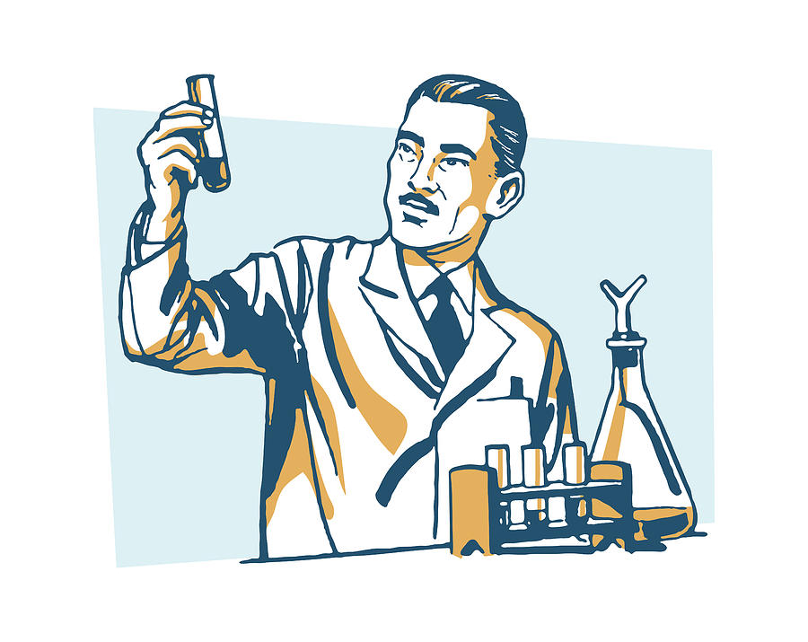 Vintage Drawing - Scientist in Laboratory #12 by CSA Images