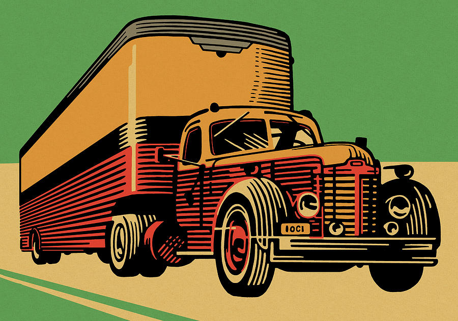 Transportation Drawing - Semi Truck #12 by CSA Images