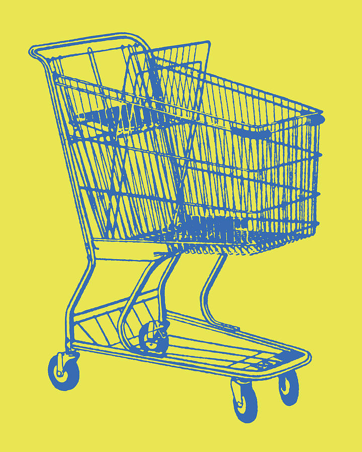 Vintage Drawing - Shopping Cart #12 by CSA Images