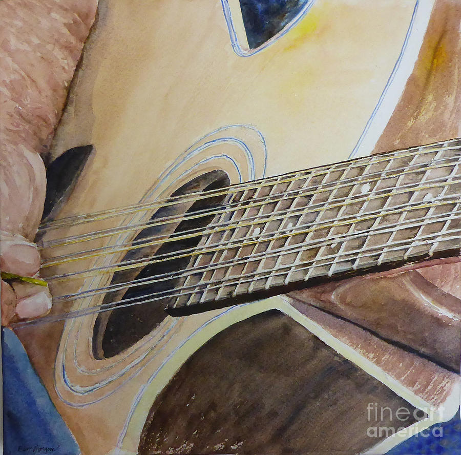 12 Strings Guitar Painting by Bev Morgan