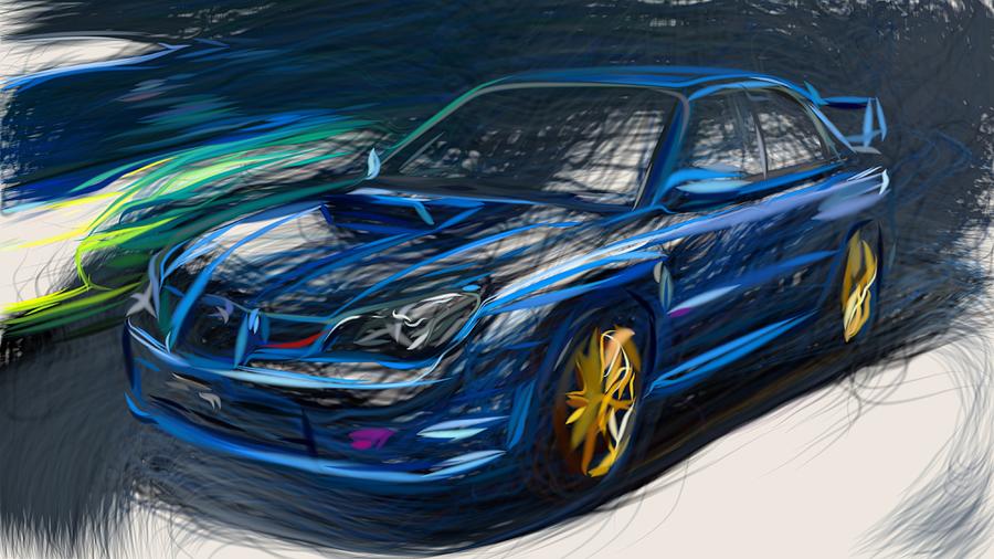 Subaru Impreza Wrx Sti Draw Digital Art By Carstoon Concept