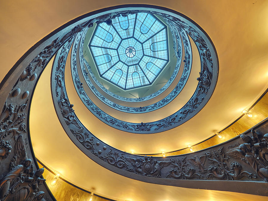 Abstract Photograph - The Bramante Staircase Is A Double #12 by Daniel Chetroni