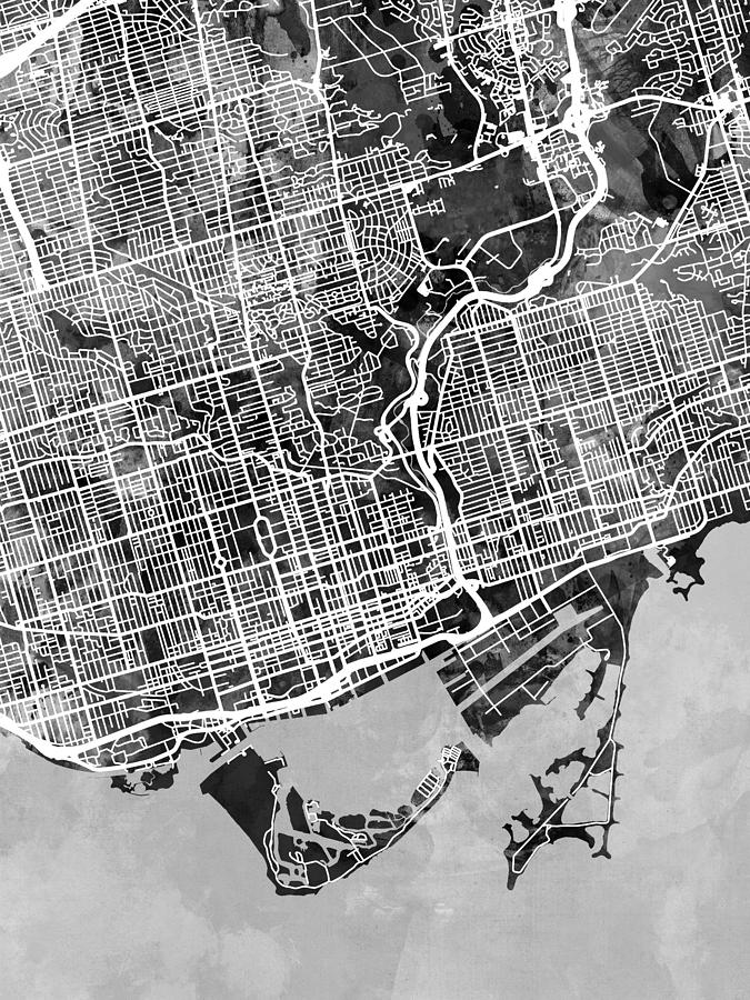 Toronto Street Map #12 Digital Art by Michael Tompsett