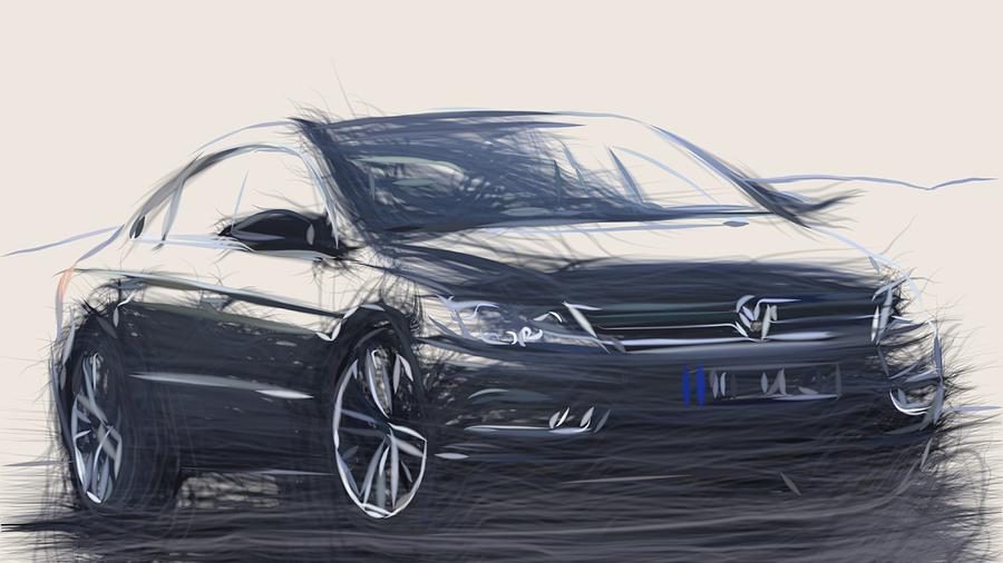 Volkswagen CC Draw #13 Digital Art by CarsToon Concept