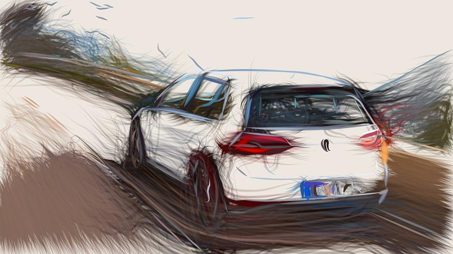 Volkswagen Golf GTI Drawing #13 Digital Art by CarsToon Concept